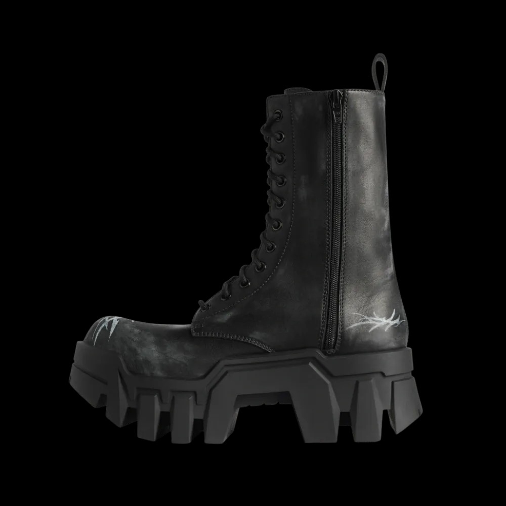 Balenciaga Bulldozer Lace-Up Bootie In Black - HypeFly India View 3