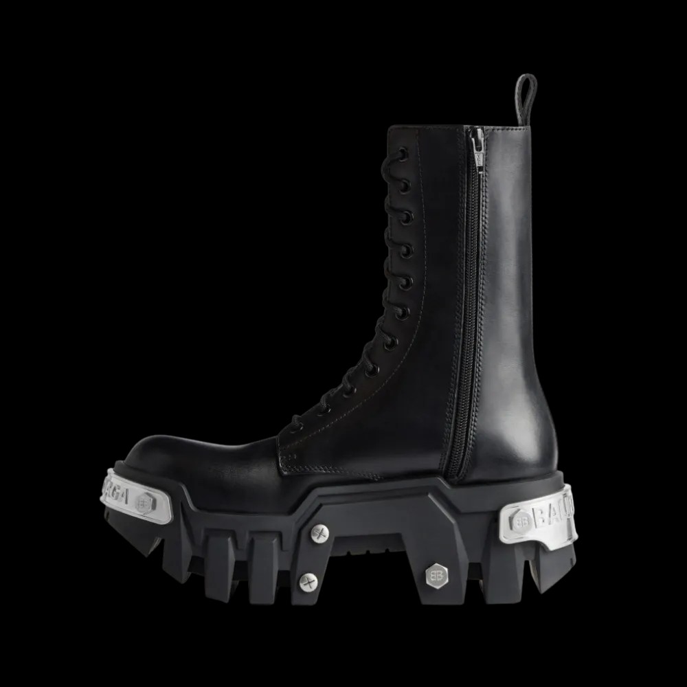 Balenciaga Bulldozer Lace-Up Boot In Black - HypeFly India View 3