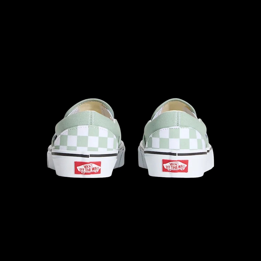 Vans Classic Slip-On Checkerboard Shoe Grey Olive Green - HypeFly India View 3