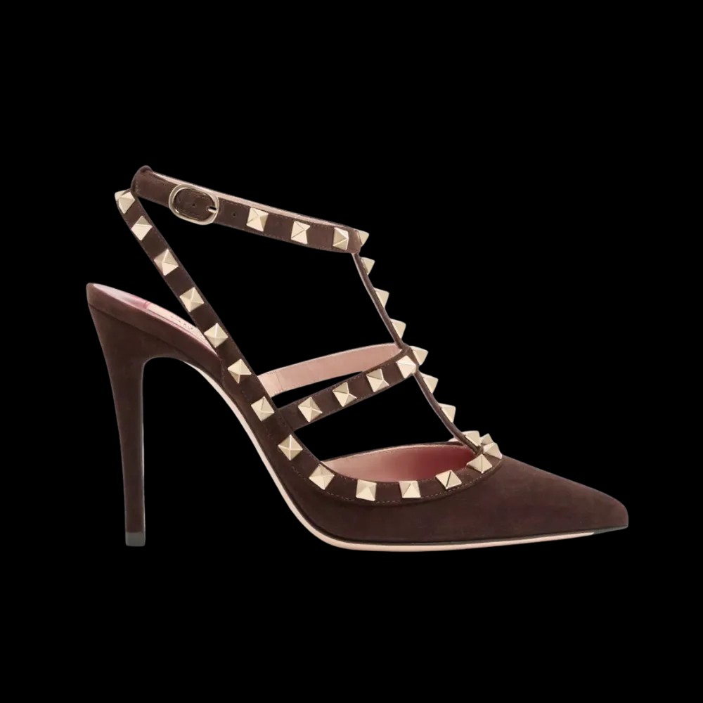 Valentino Rockstud Suede Pumps 100mm Ebony - HypeFly India View 1