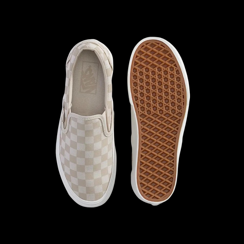 Vans Classic Slip-On Checkerboard Platform Shoe Checkerboard Mushroom Brown - HypeFly India View 3