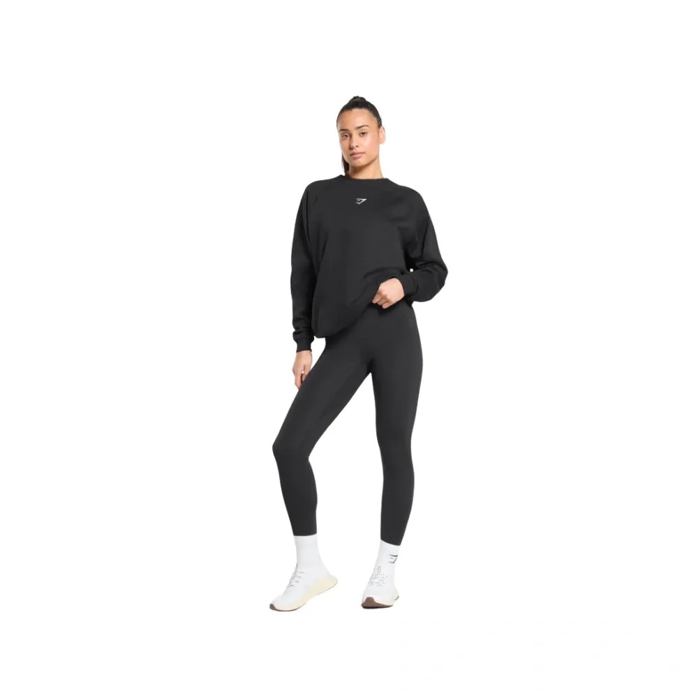 Gymshark Training Oversized Fleece Sweatshirt Black - HypeFly India View 5