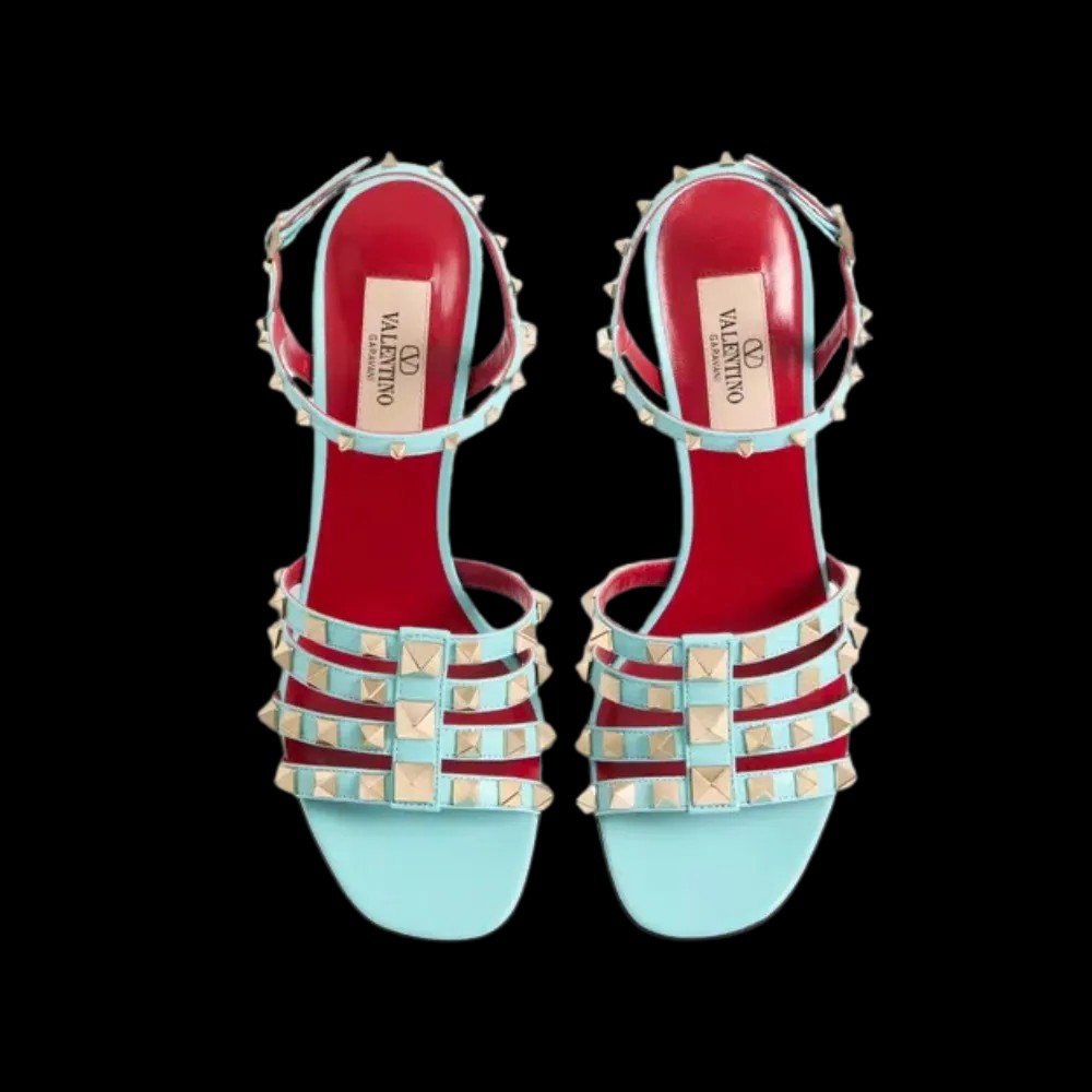 Valentino Rockstud Kidskin Sandal 100mm Azure - HypeFly India View 2