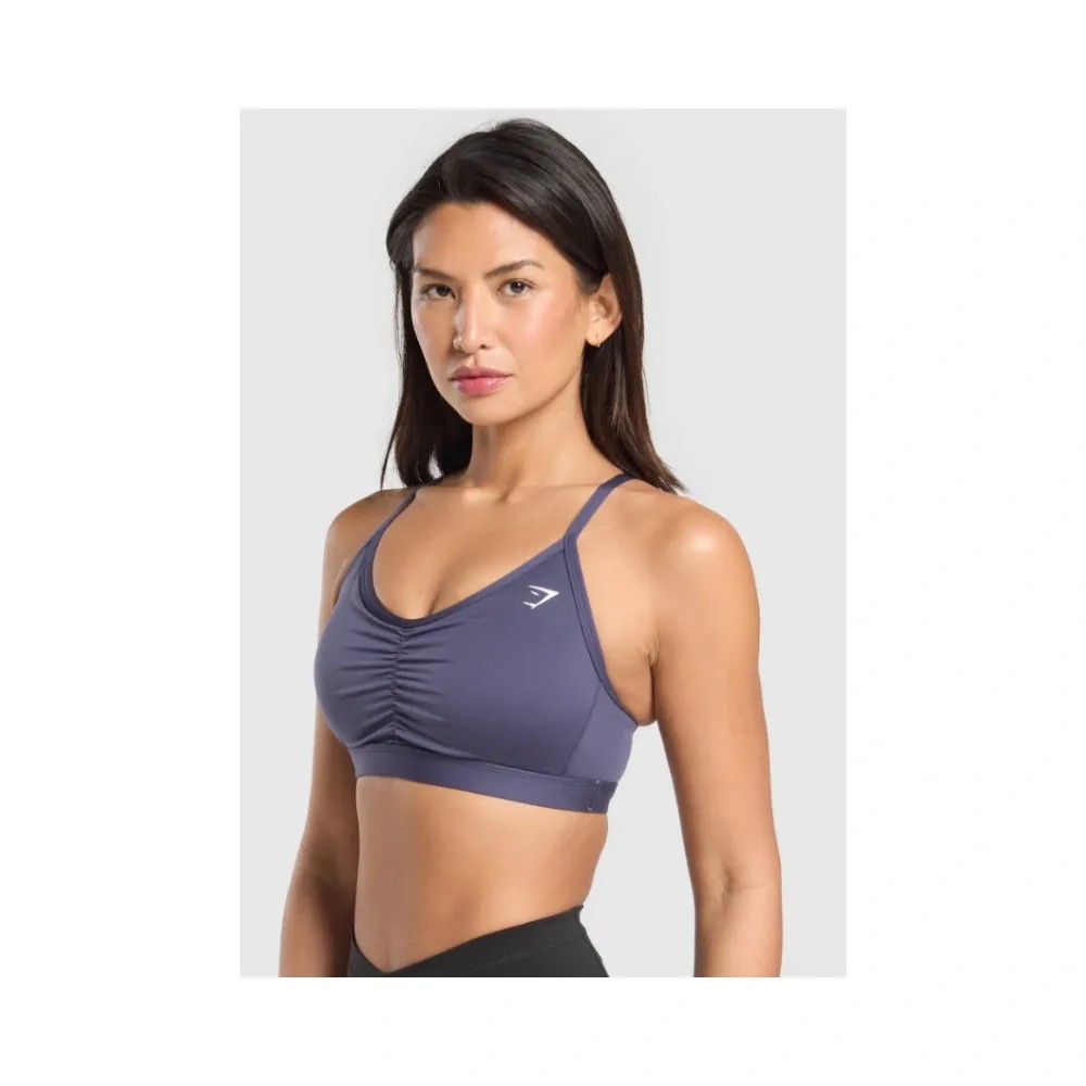 Gymshark Ruched Sports Bra - Medium Support Weighted Purple - HypeFly India View 4