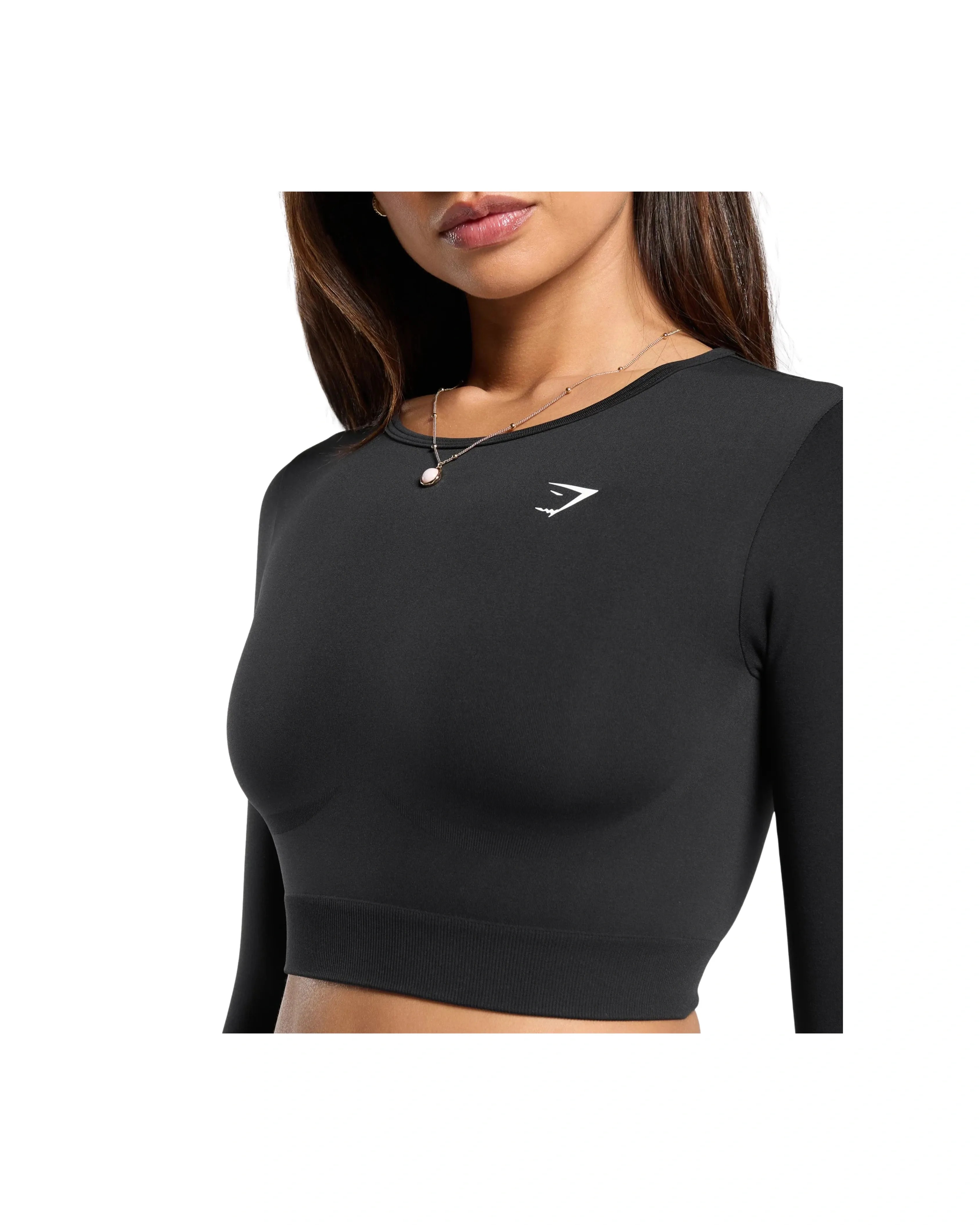 Gymshark Everyday Seamless Long Sleeve Crop Top Black - HypeFly India View 5