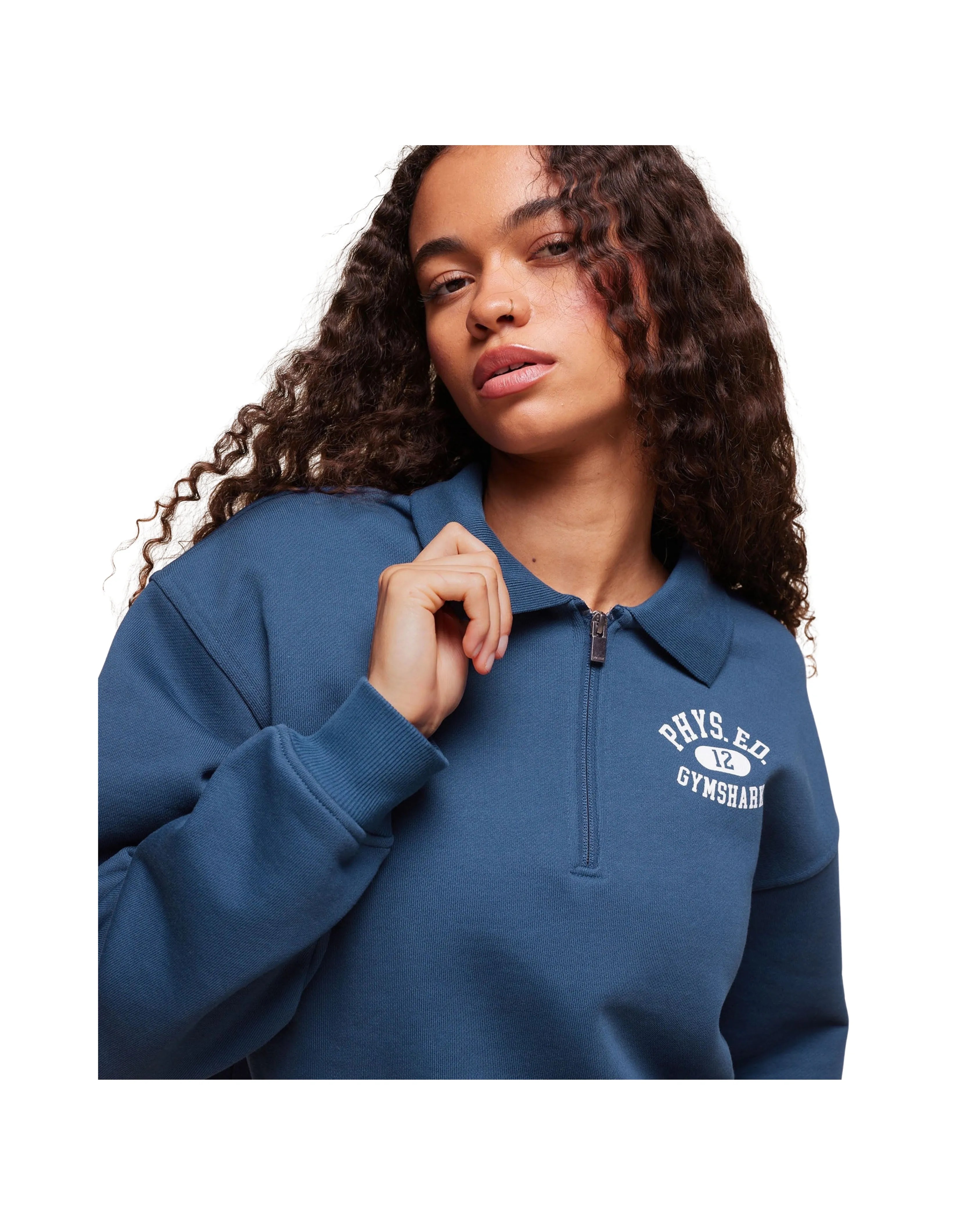 Gymshark Phys Ed Graphic 1/4 Zip Soft Blue - HypeFly India View 5