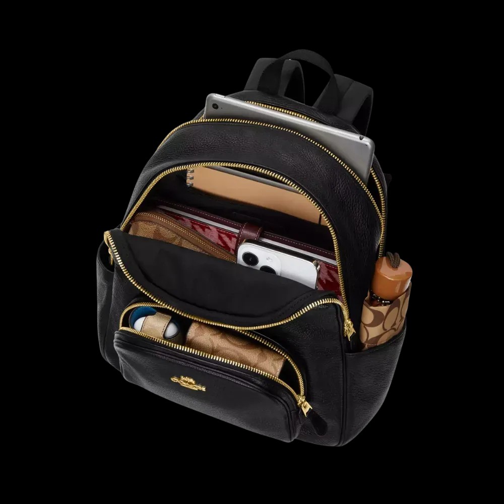 Coach Court Backpack Pebbled Leather Black - HypeFly India View 3