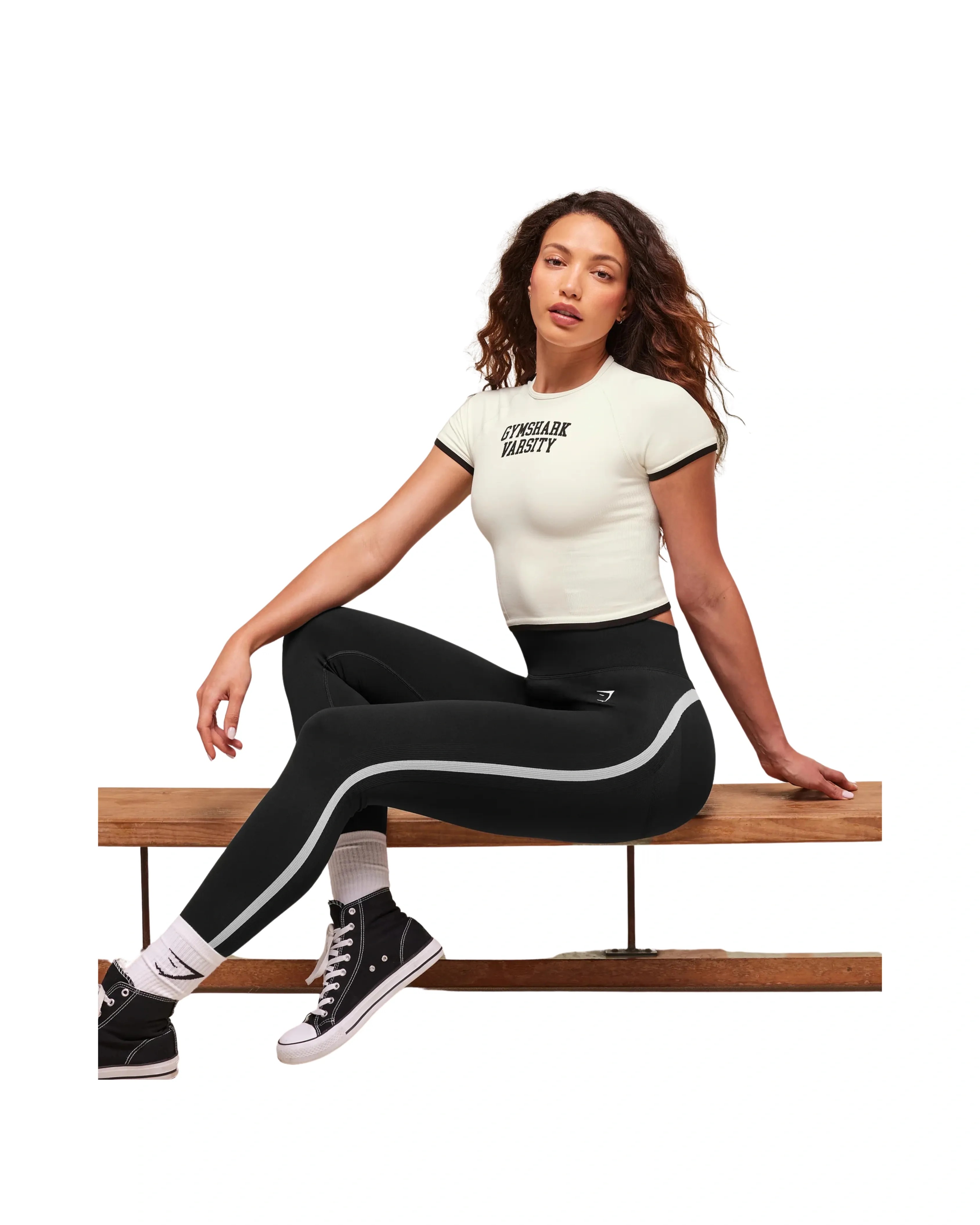 Gymshark Lift Varsity Seamless Midi T-Shirt Soft White - HypeFly India View 5