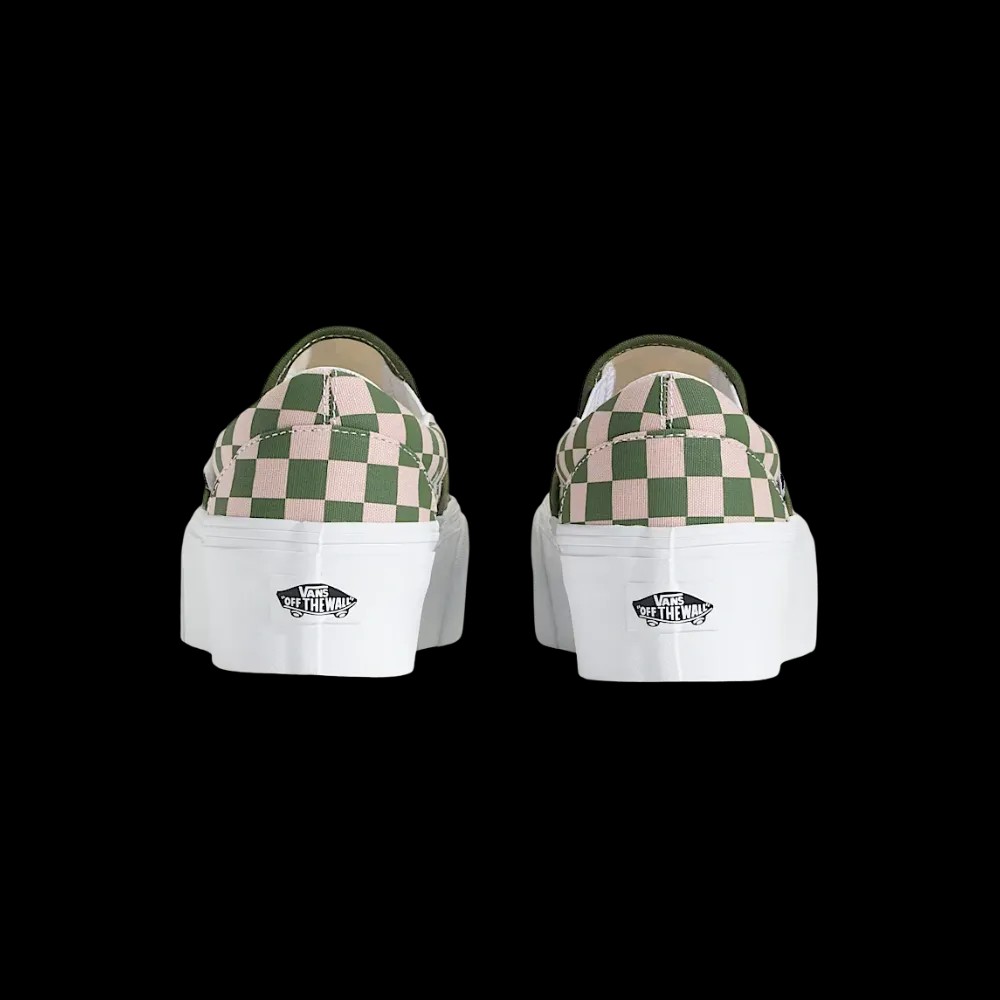 Vans Classic Slip-On Checkerboard Platform Shoe Pine Forest Green - HypeFly India View 3