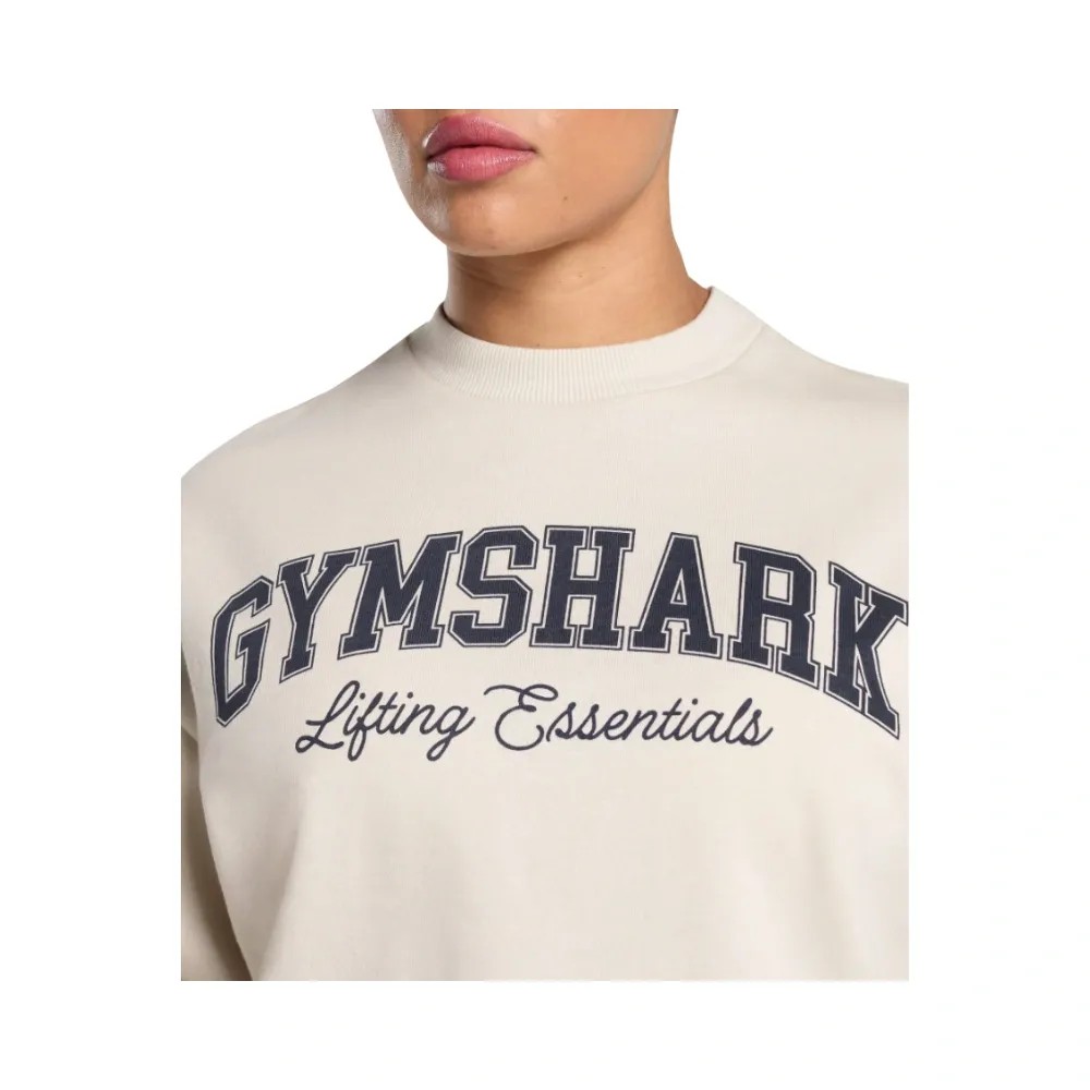 Gymshark Lifting Essentials Graphic Brushed Oversized Sweatshirt Oat White - HypeFly India View 5