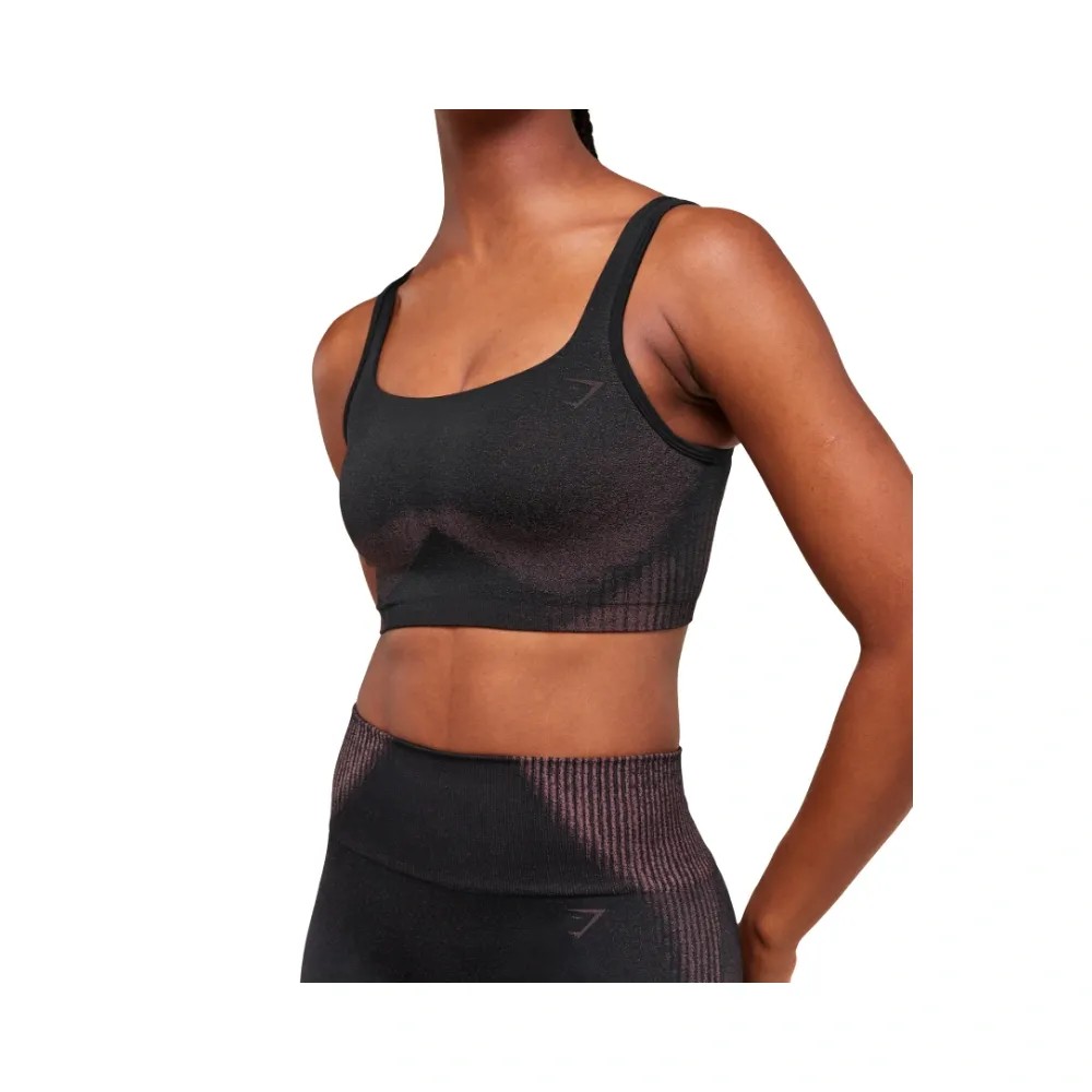 Gymshark Diffuse Seamless Sports Bra - Light Support Black/Calm Pink - HypeFly India View 3