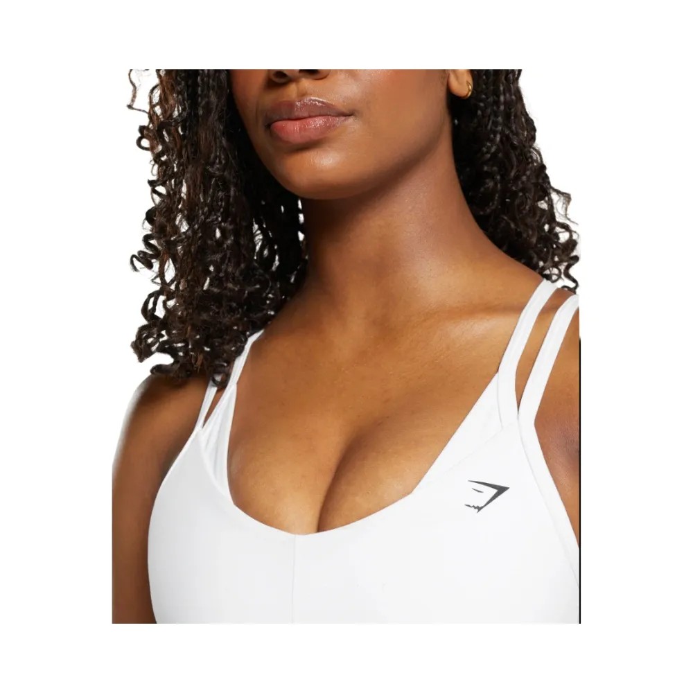Gymshark Double Up Sports Bra - Light Support White - HypeFly India View 4