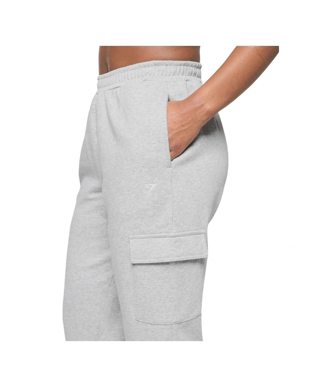 Gymshark Fleece Cargo Joggers Light Grey Coral Marl - HypeFly India View 5