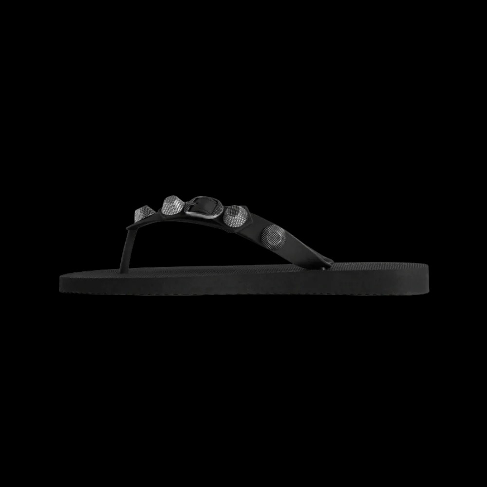 Balenciaga Cagole Thong Sandal In Black - HypeFly India View 3