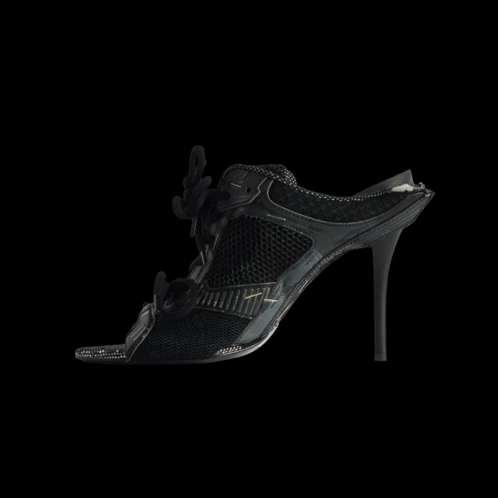 Balenciaga Stapler Sandal Heel In Black - HypeFly India View 3