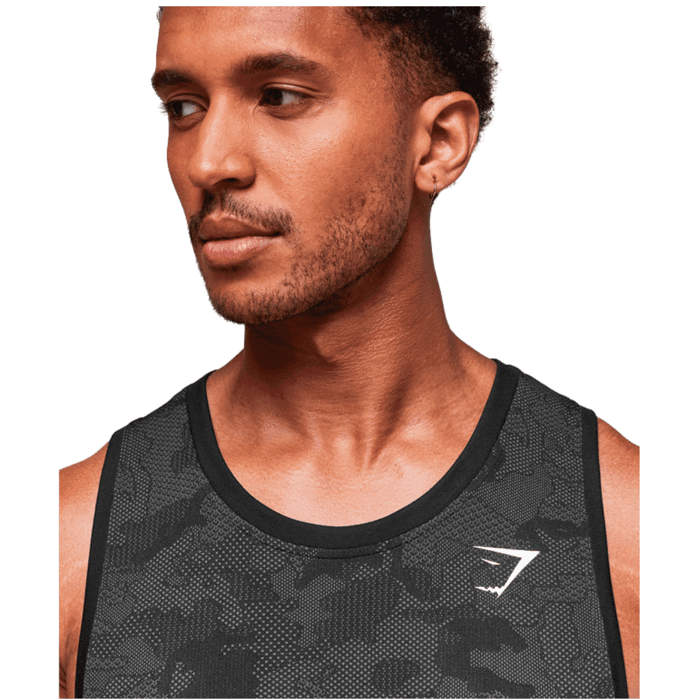 Gymshark Geo Seamless Tank Slim Fit Black/Charcoal Grey - HypeFly India View 5