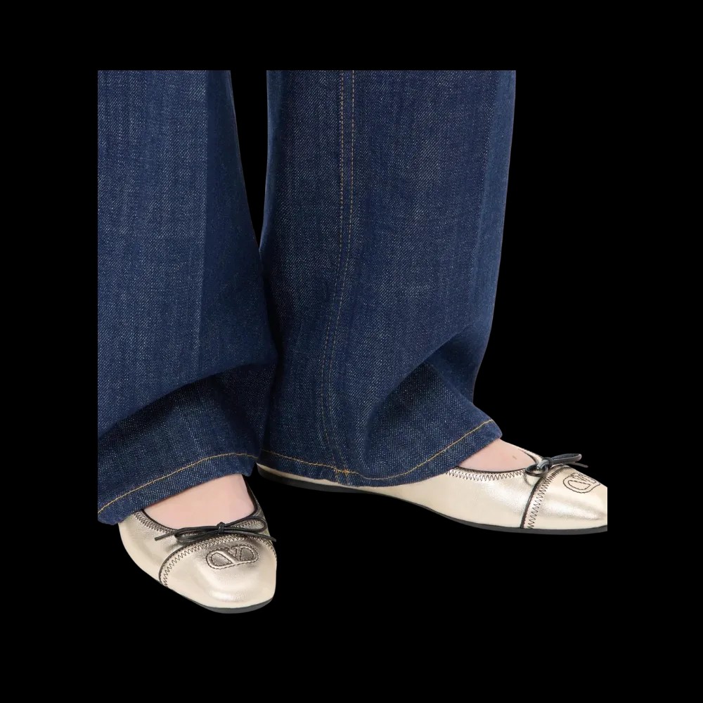 Valentino VLogo Signature Ballerina In Laminated Nappa 05mm Platinum - HypeFly India View 4