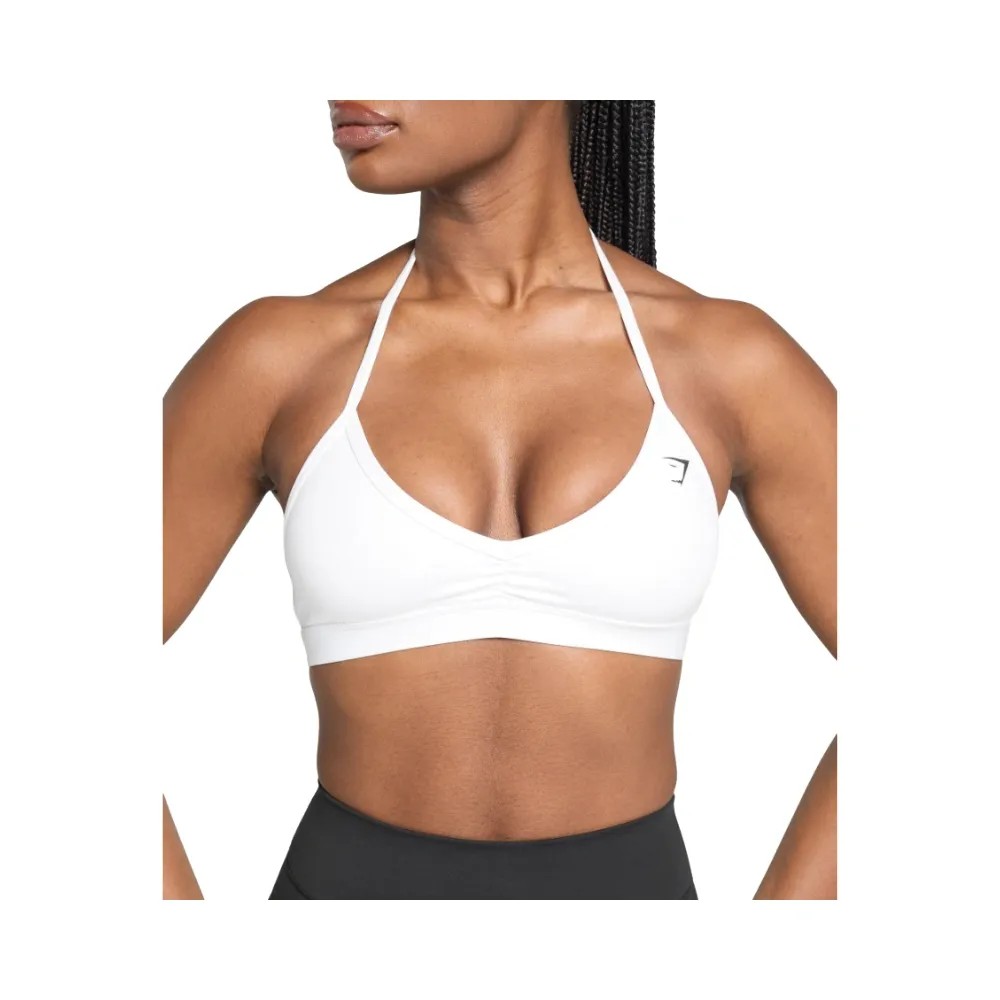 Gymshark Minimal Halterneck Sports Bra - Light Support White - HypeFly India View 4