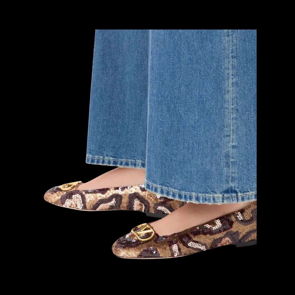 Valentino VLogo Signature Ballerinas With Animalier Embroidery Brown - HypeFly India View 4