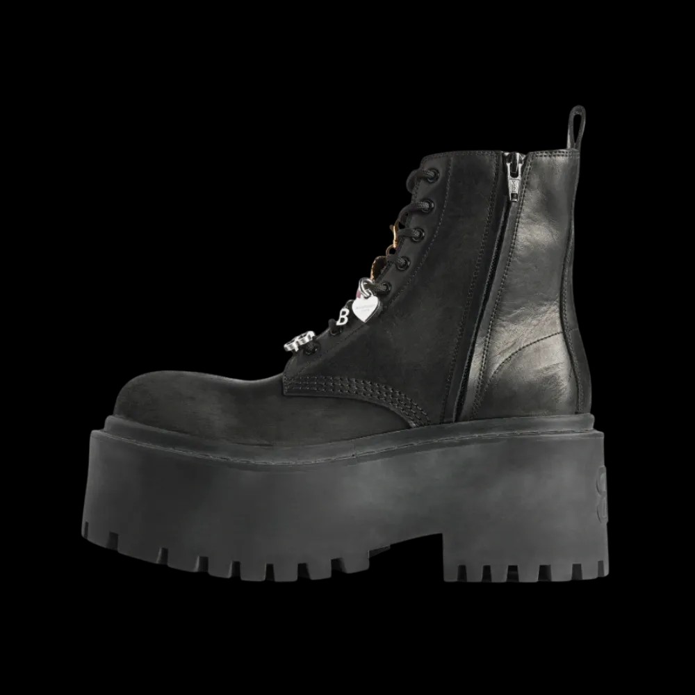 Balenciaga Strike Platform Bootie With Charms In Black - HypeFly India View 3