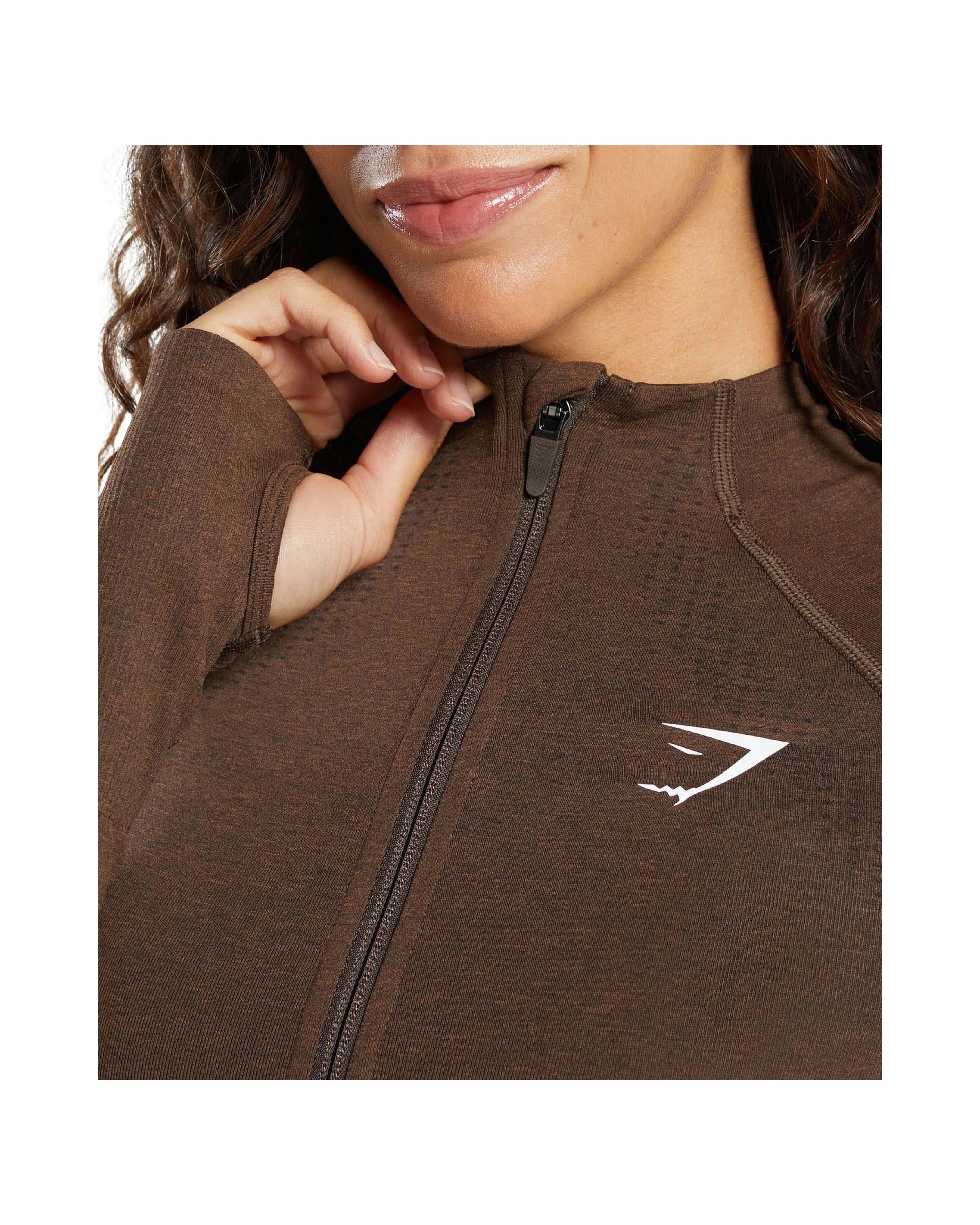 Gymshark Vital Midi Zip Up Jacket Espresso Marl - HypeFly India View 5