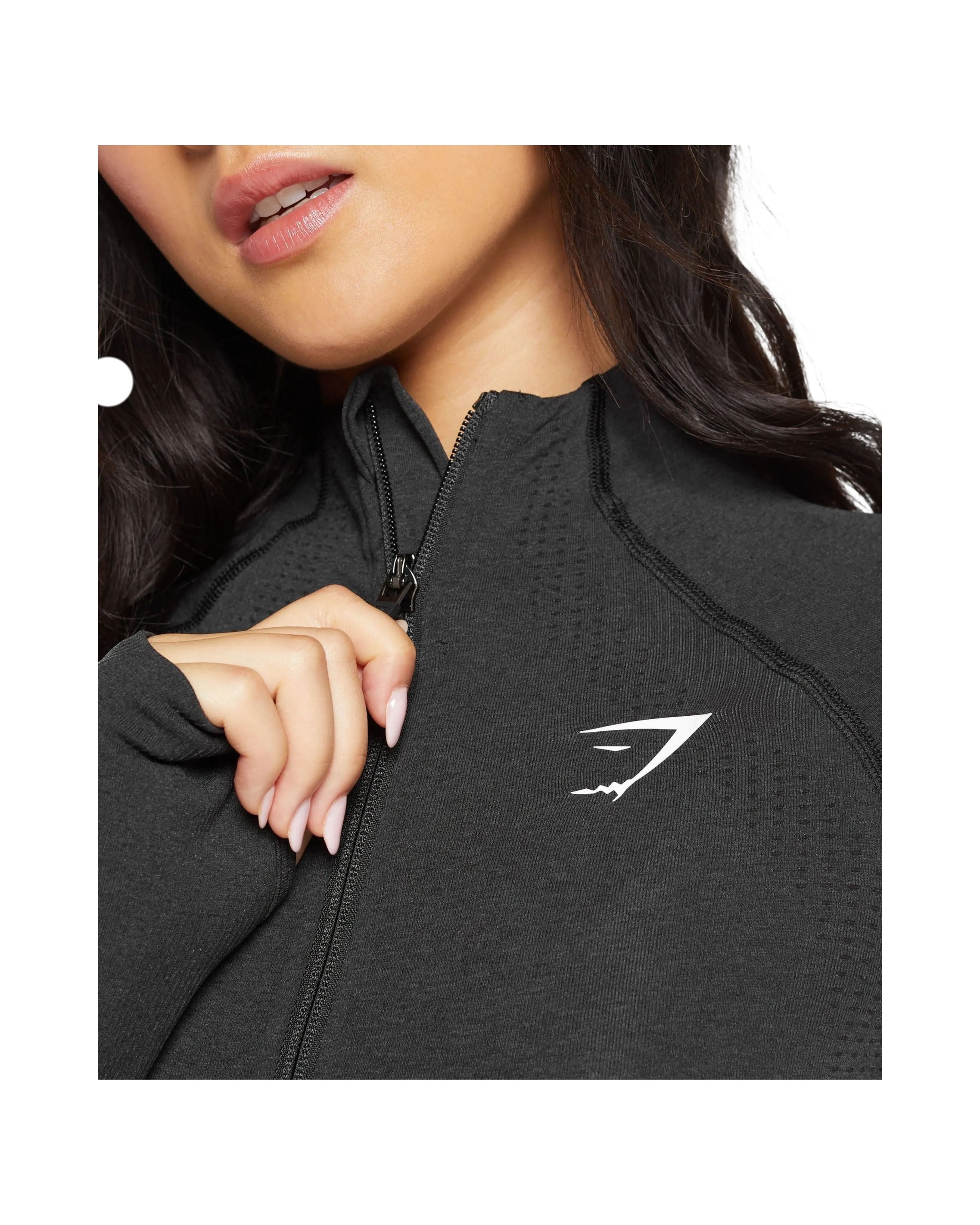 Gymshark Vital Midi Zip Up Jacket Black Marl - HypeFly India View 5