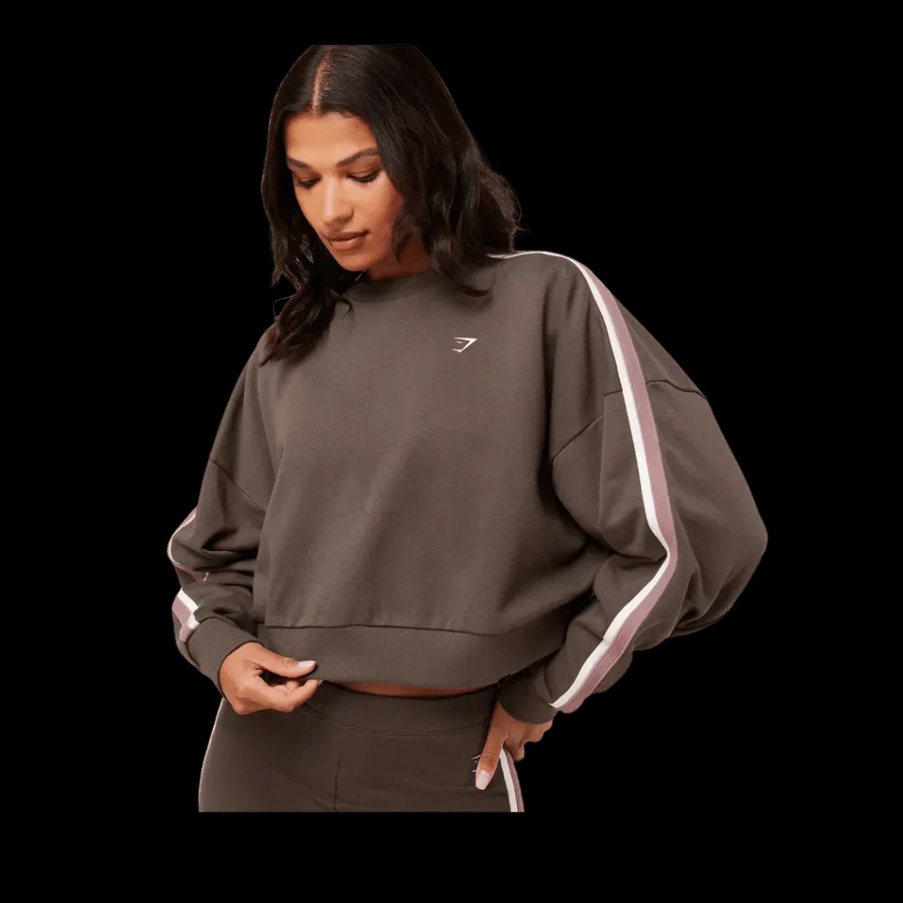 Gymshark Piping Midi Crew Neck Walnut Brown/Chestnut Pink/Soft White - HypeFly India View 2