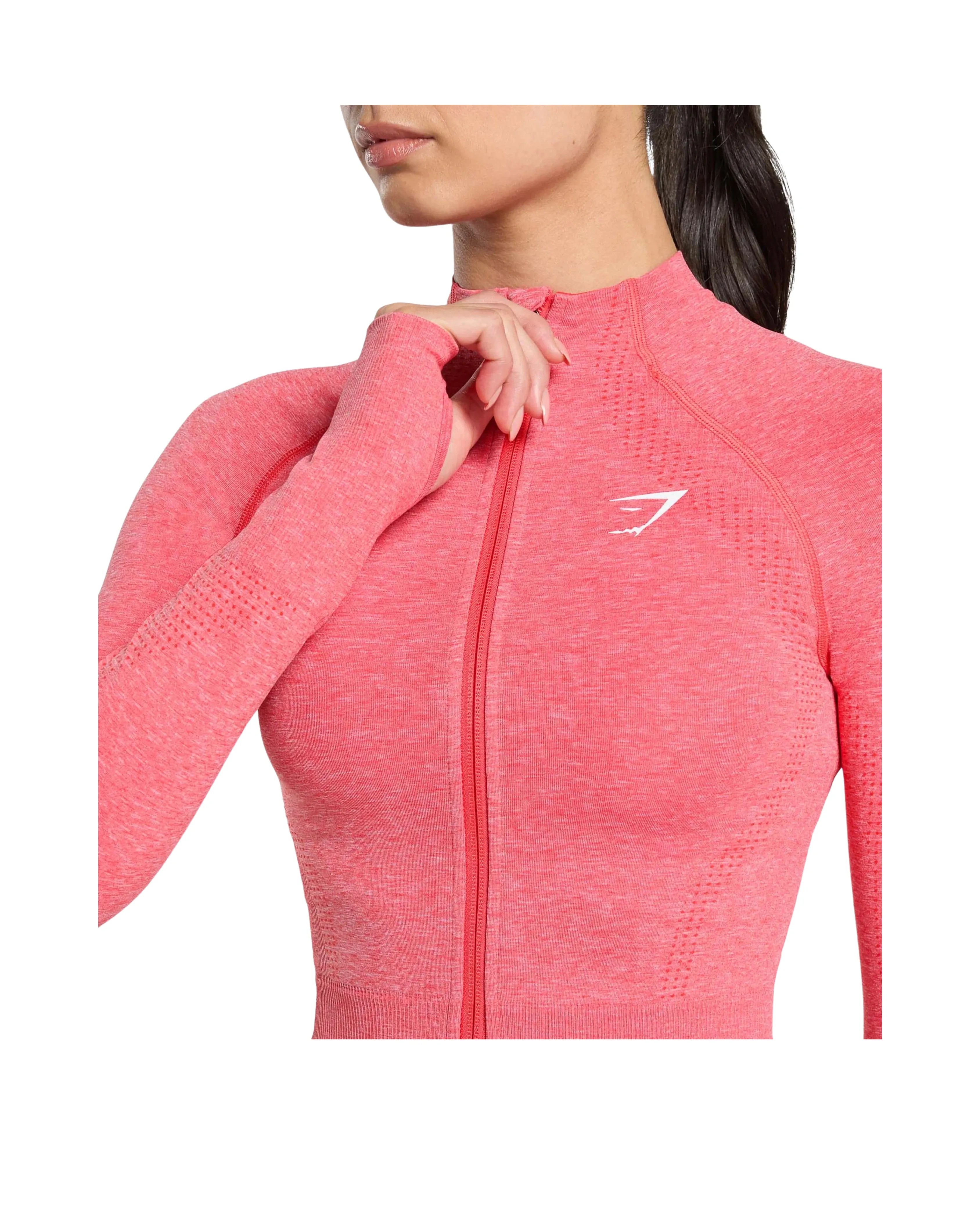 Gymshark Vital Midi Zip Up Jacket Coral Red - HypeFly India View 5