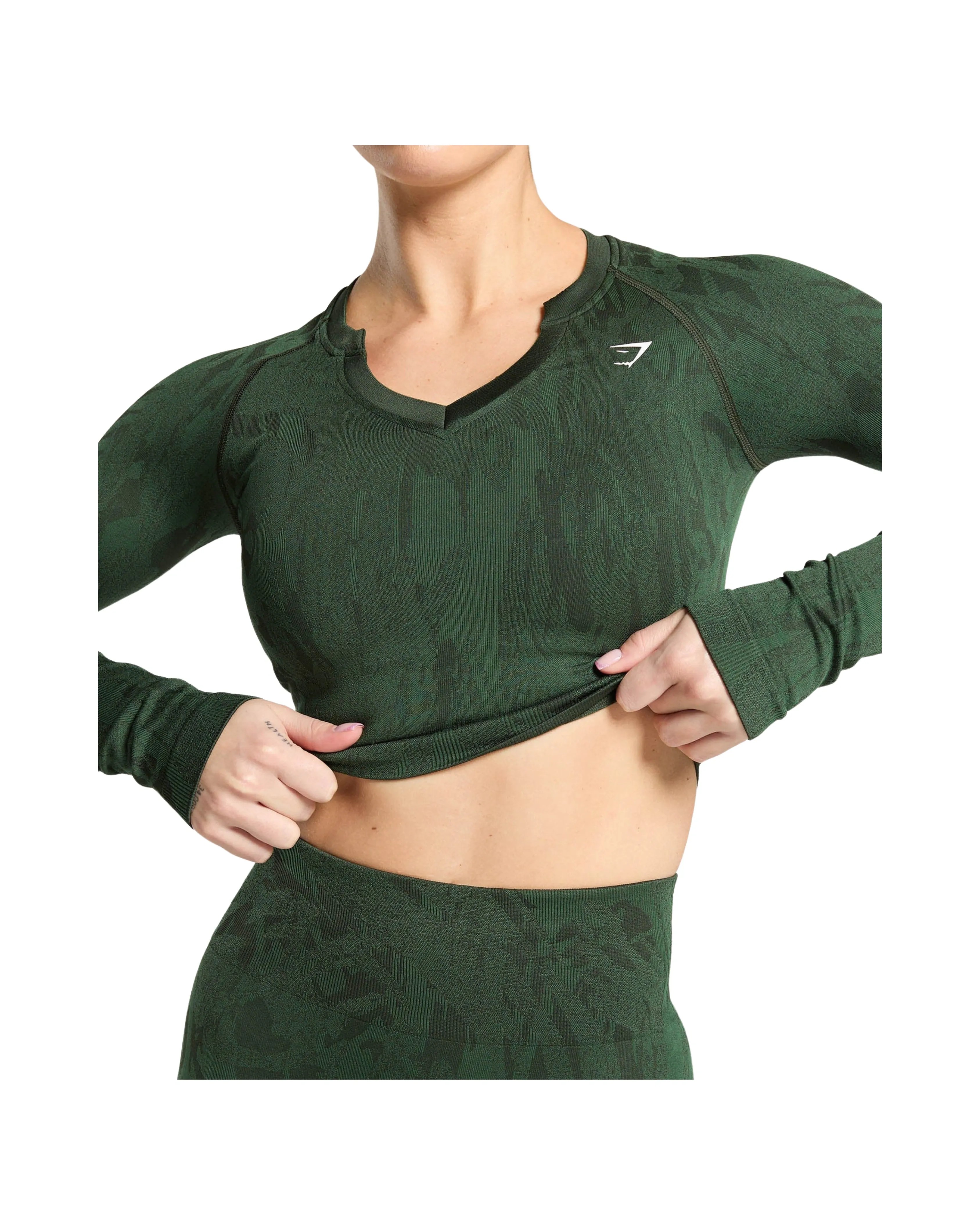 Adapt Camo Seamless Long Sleeve Top Body fit Trail Green/Classic Green - HypeFly India View 5