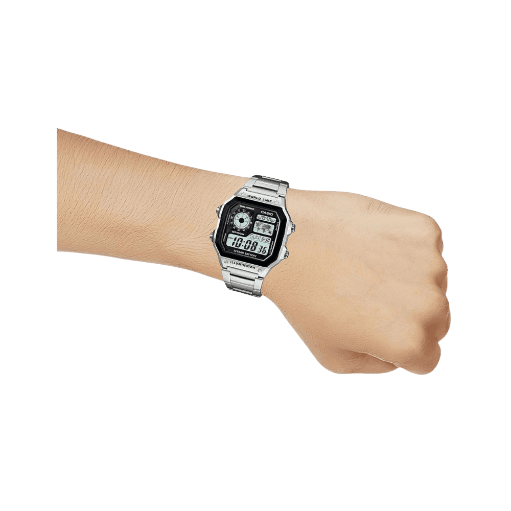 Casio Youth Unisex Black Dial Digital Stainless Steel Watch D099 - AE-1200WHD-1AVDF - HypeFly India View 3