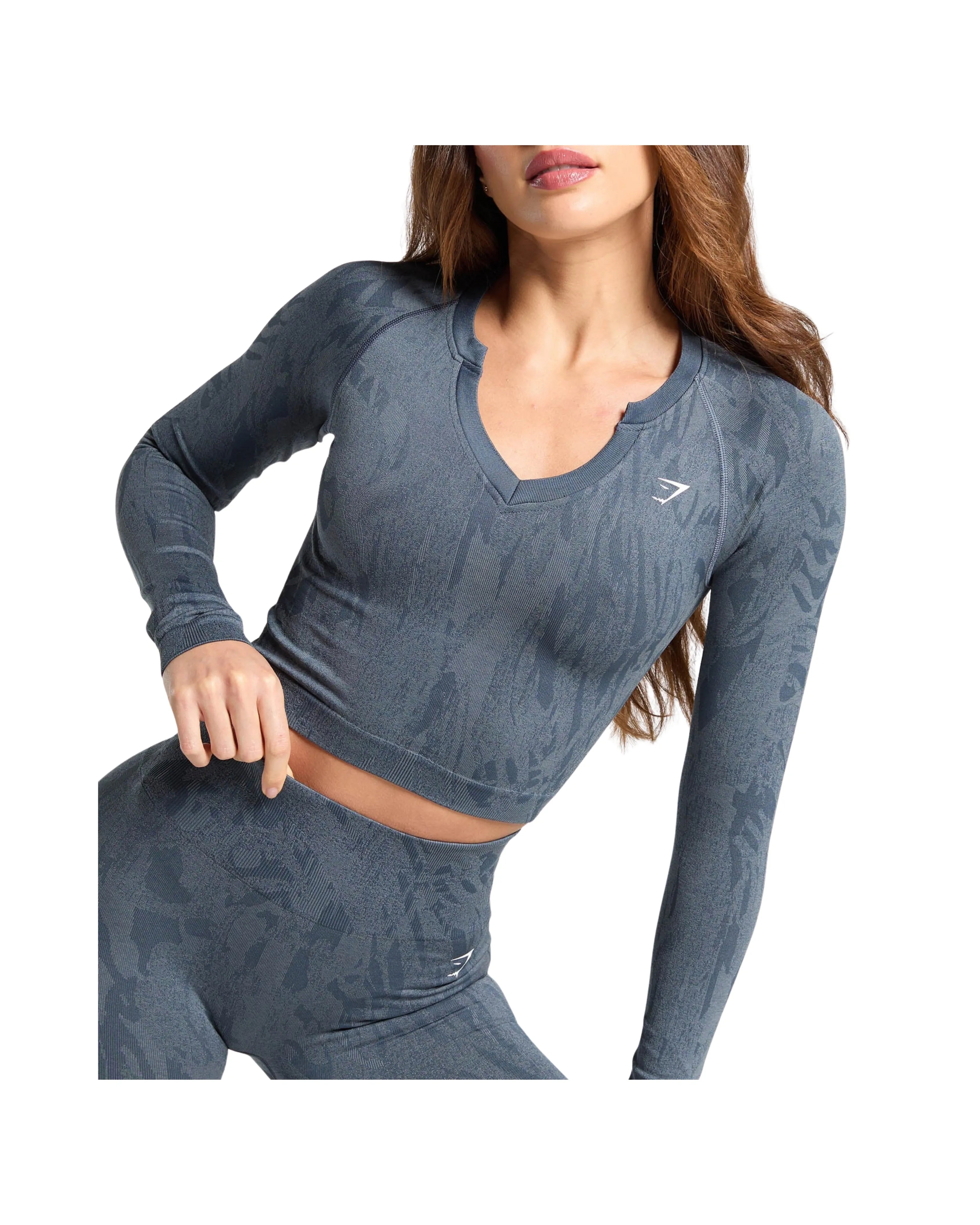 Adapt Camo Seamless Long Sleeve Top Body fit Titanium Blue/Denim Grey - HypeFly India View 5
