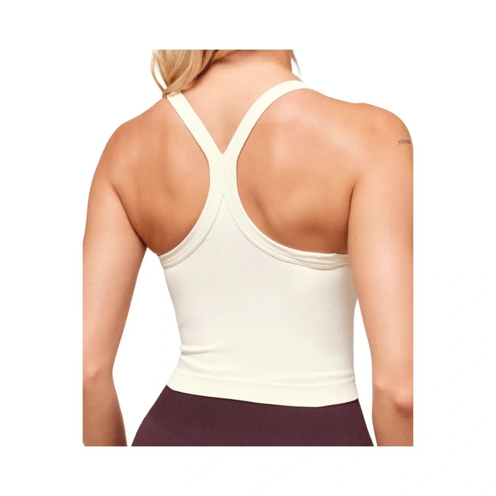 Gymshark Everyday Seamless Ribbed Midi Top Soft White - HypeFly India View 4