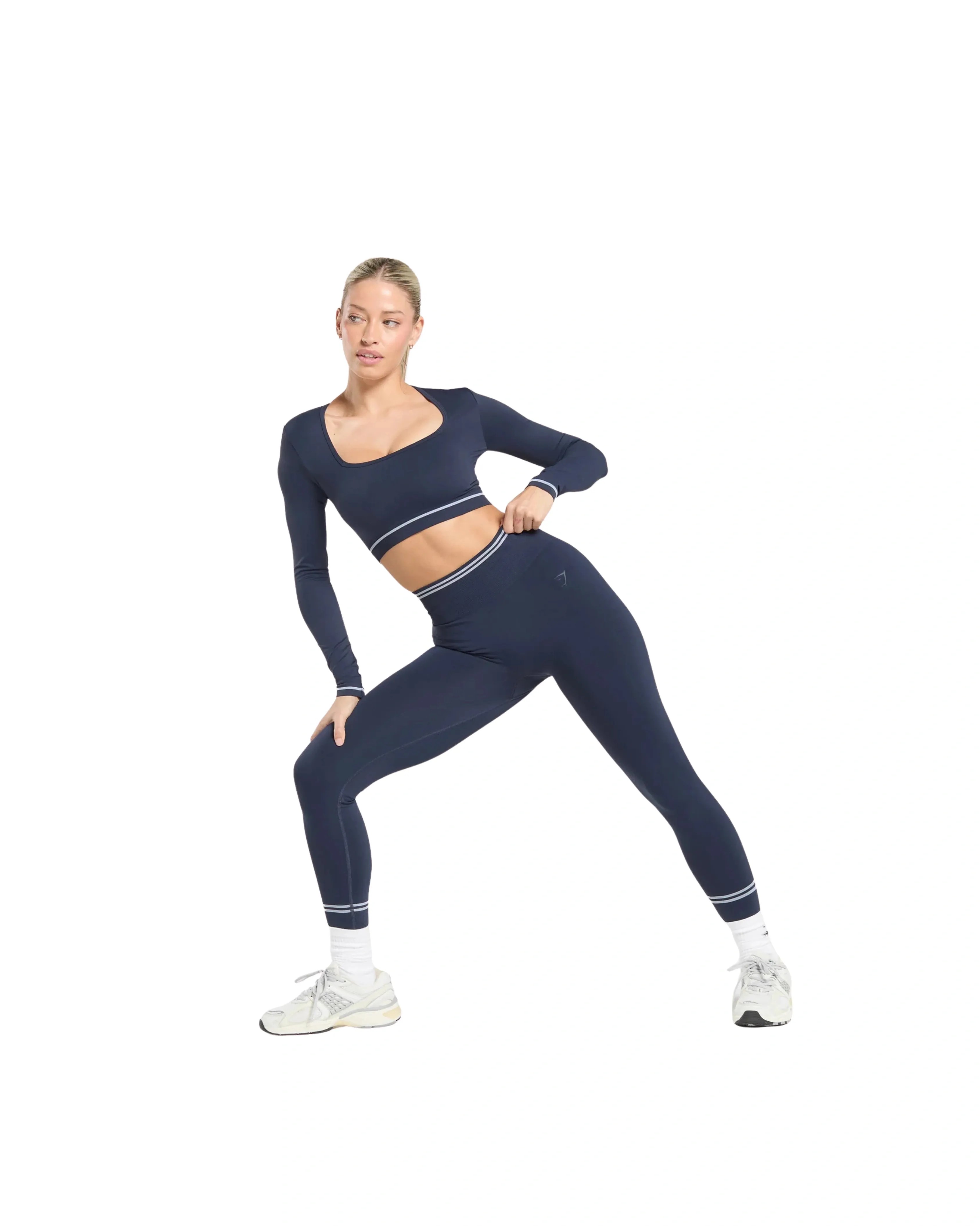 Gymshark Contrast Seamless Crop Top Heavy Blue - HypeFly India View 5