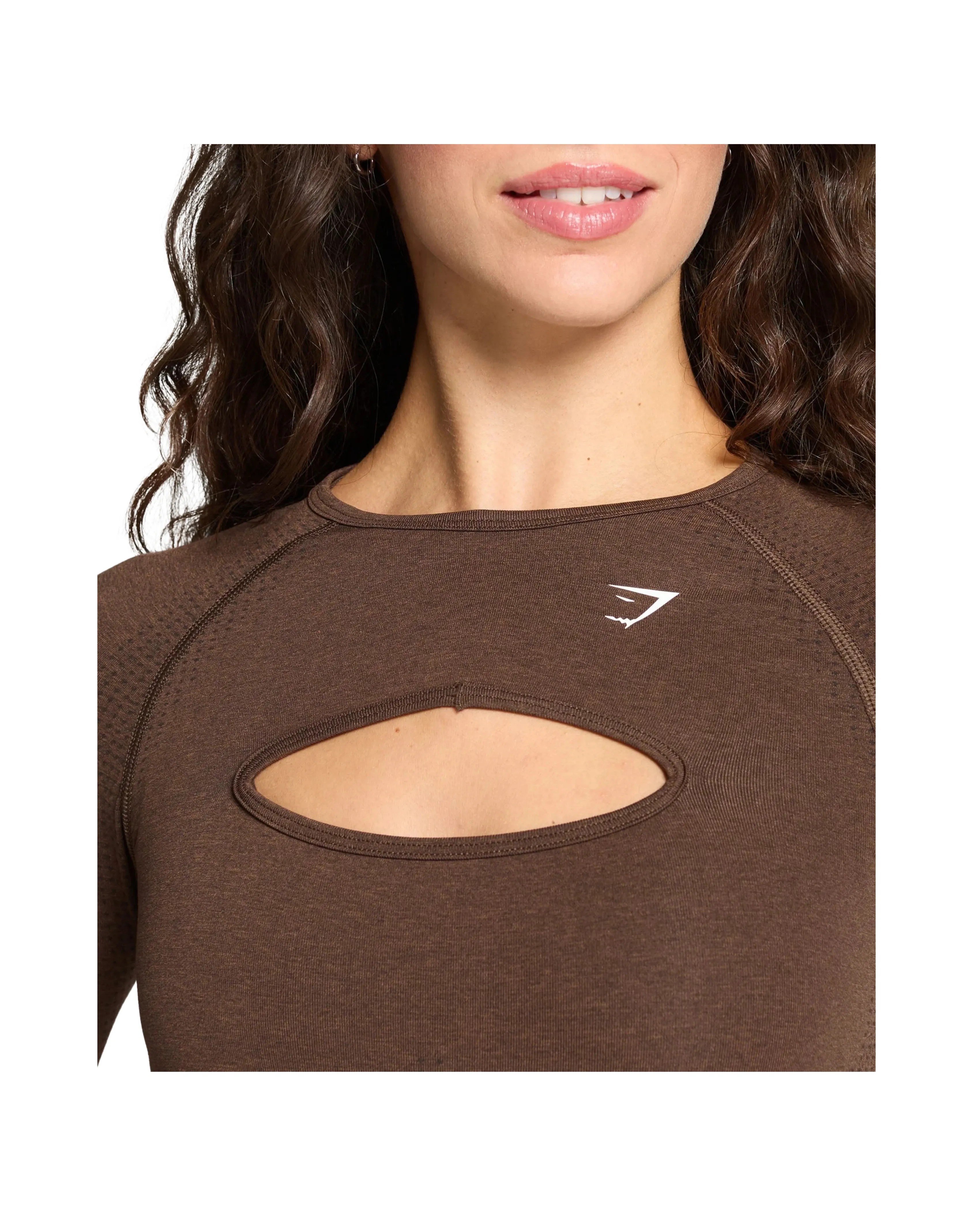 Gymshark Vital Long Sleeve Cut Out Top Body fit Espresso Marl - HypeFly India View 5
