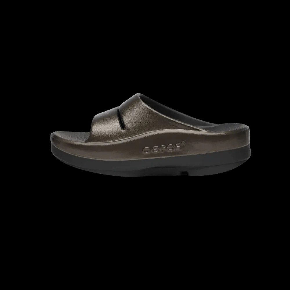 Oofos OOmega OOahh Stacked Sandal Titanium Mirror - HypeFly India View 2