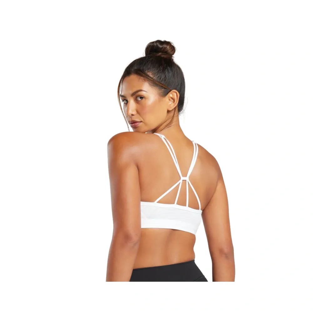 Gymshark Ruched Strappy Sports Bra Light Support White - HypeFly India View 3