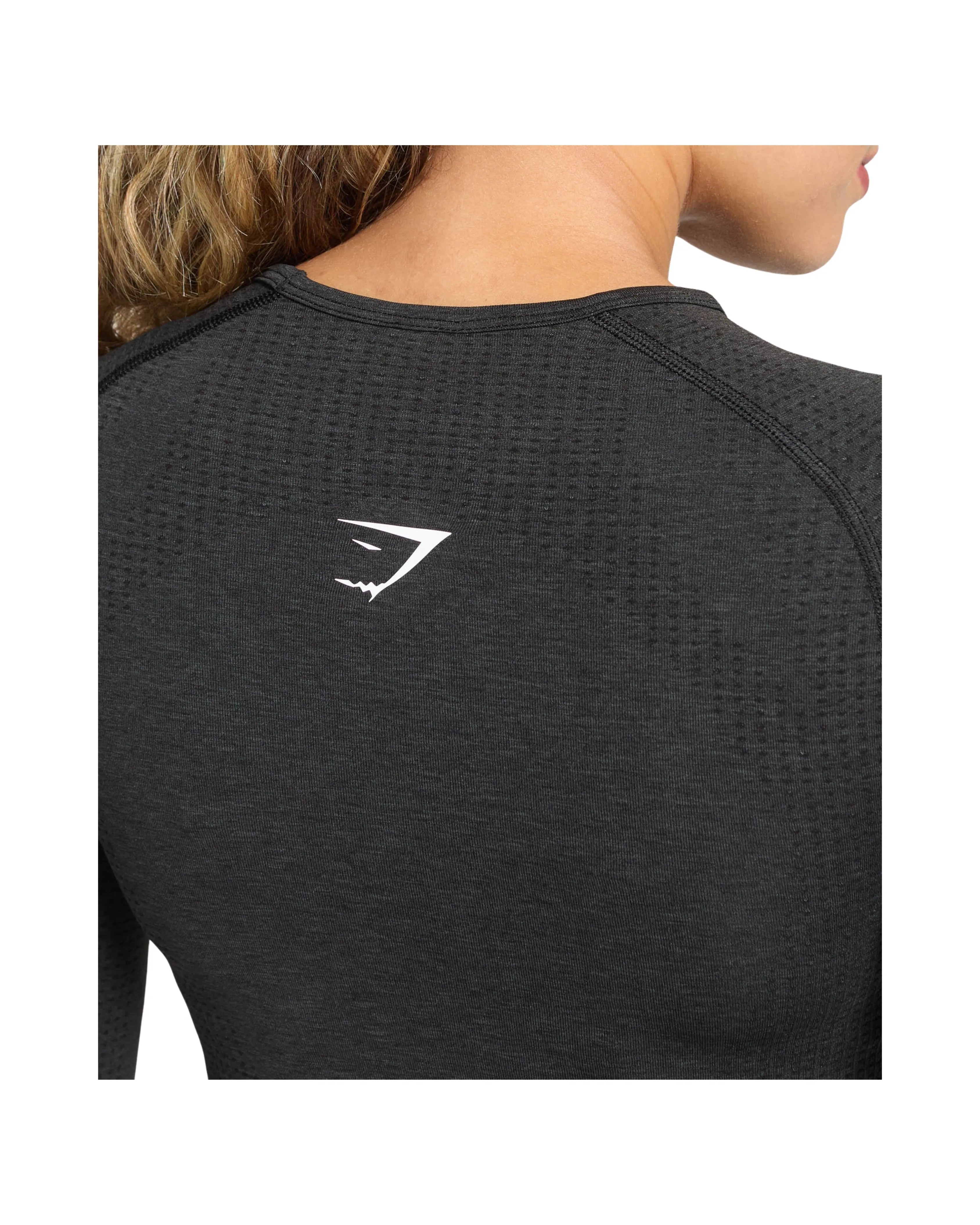 Gymshark Vital Long Sleeve Cut Out Top Black Marl - HypeFly India View 5