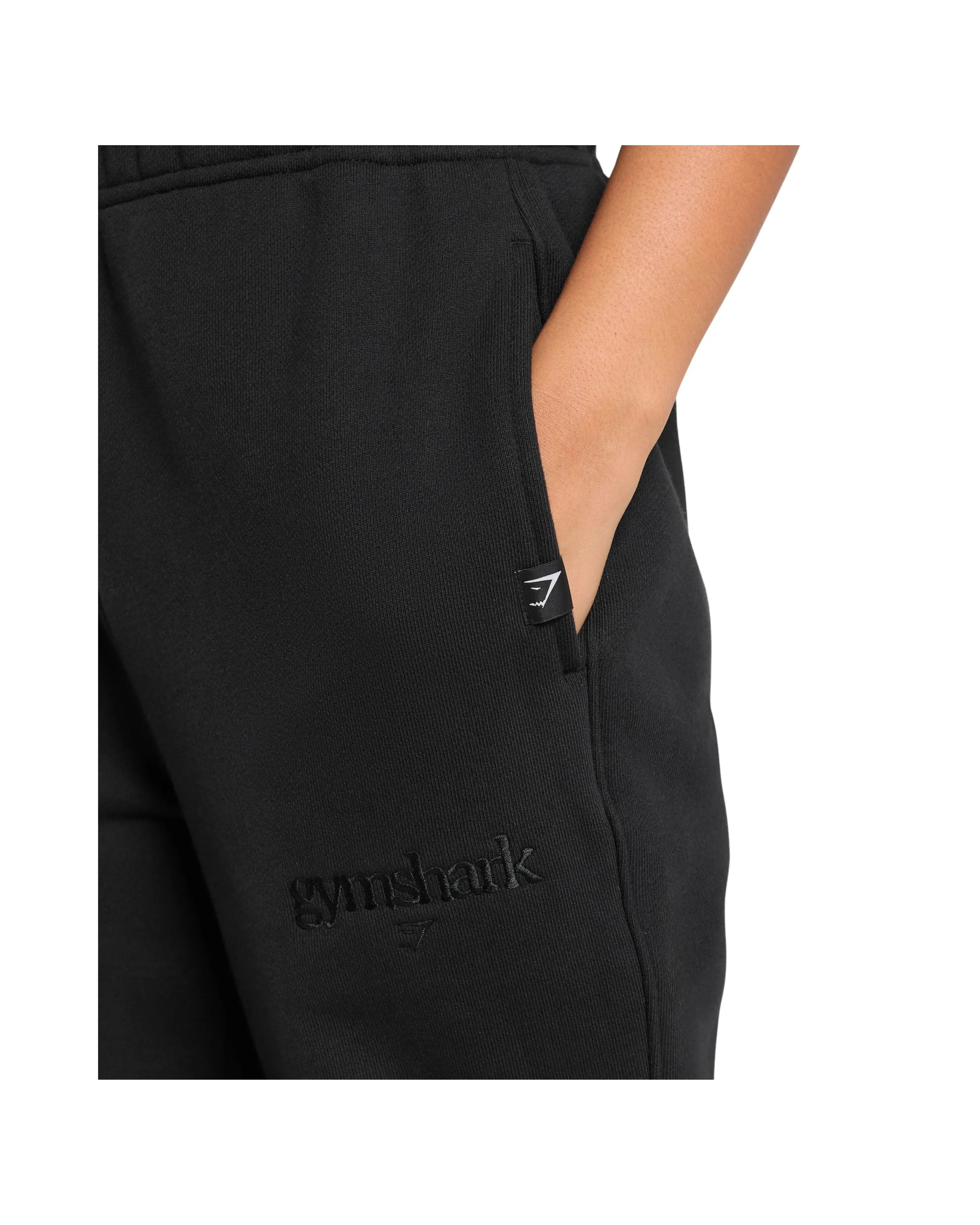 Gymshark Embroidered Logo Oversized Joggers Black - HypeFly India View 5