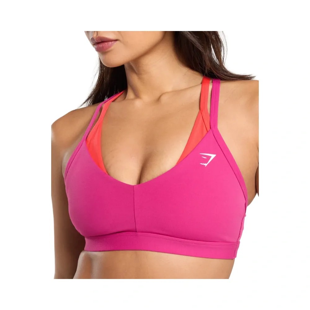 Gymshark Double Up Sports Bra - Light Support Winning Pink/Coral Red - HypeFly India View 4