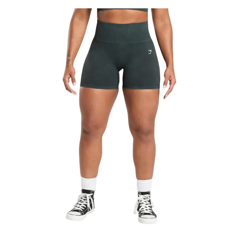 Gymshark Gains Seamless Washed Shorts Black - HypeFly India View 1