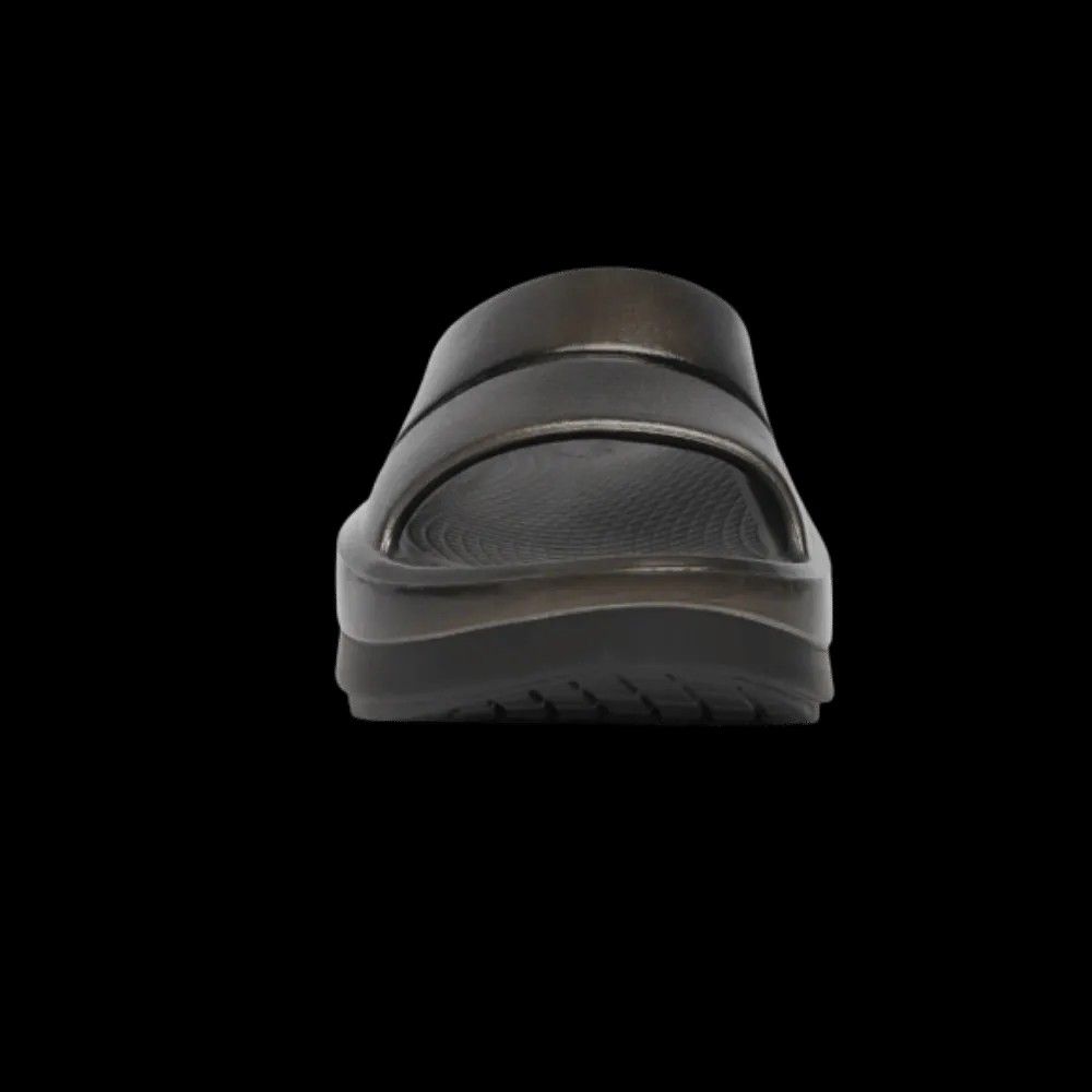 Oofos OOmega OOahh Stacked Sandal Titanium Mirror - HypeFly India View 4
