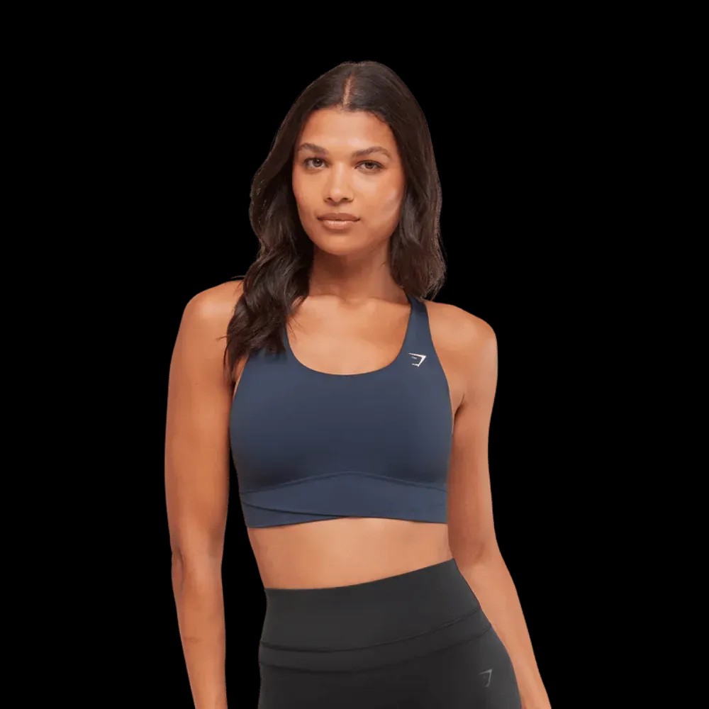 Gymshark Cross Over Sports Bra Heavy Blue - HypeFly India View 3