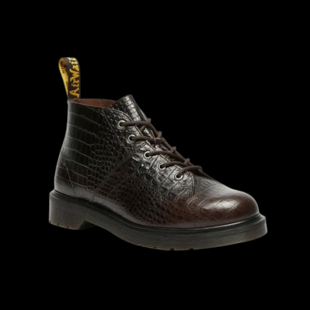 Dr Martens Church Crocodile Analine Leather Ankle Boots Dark Brown - HypeFly India View 3