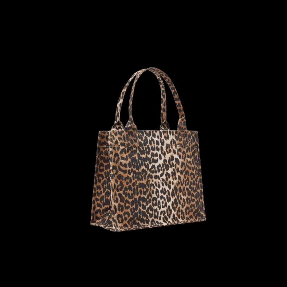 Ganni Leopard Large Canvas Tote Bag - HypeFly India View 2