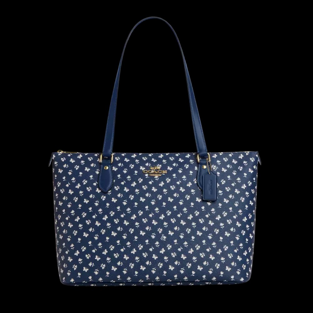 Coach Gallery Tote Bag With Floral Print Deep Blue - HypeFly India View 1