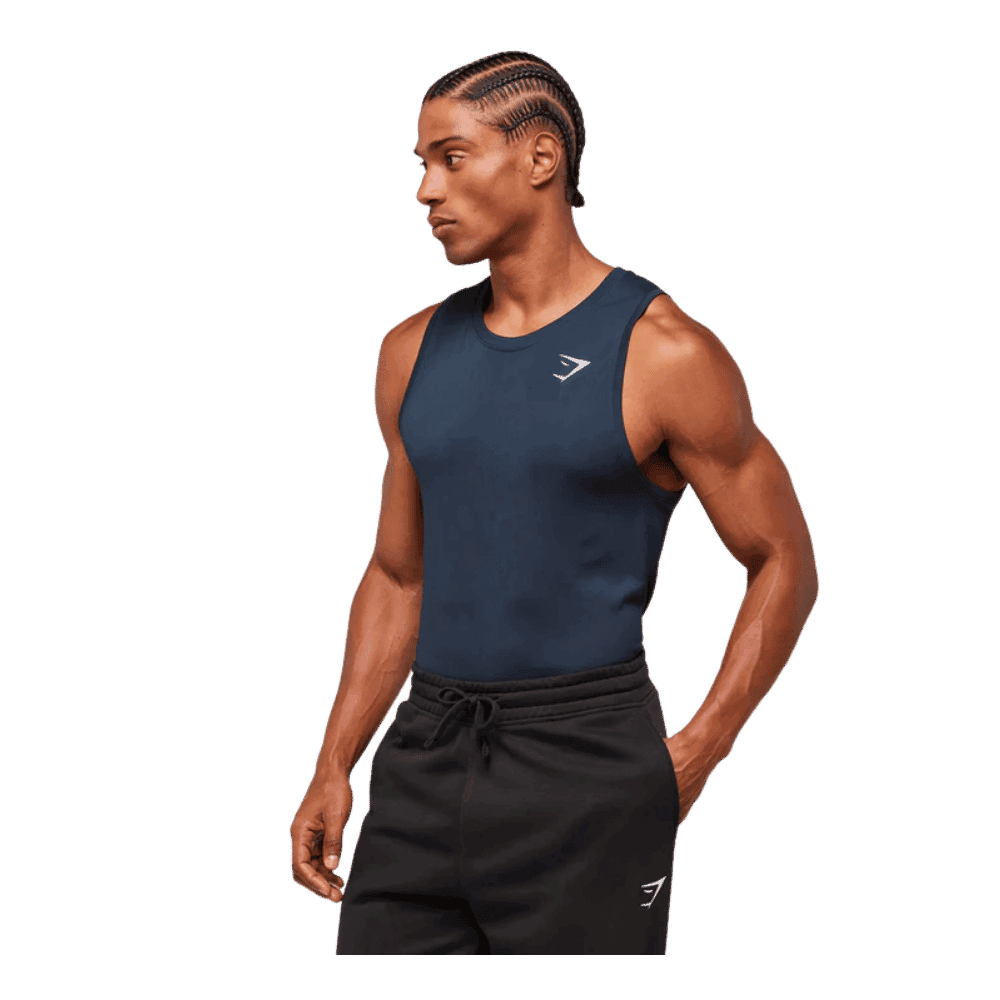 Gymshark Geo Seamless Tank Slim Fit Navy/Heavy Blue - HypeFly India View 2