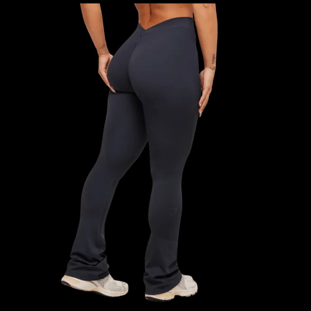 Gymshark Lifting Dipped Waistband Flared Leggings Heavy Blue Black - HypeFly India View 2