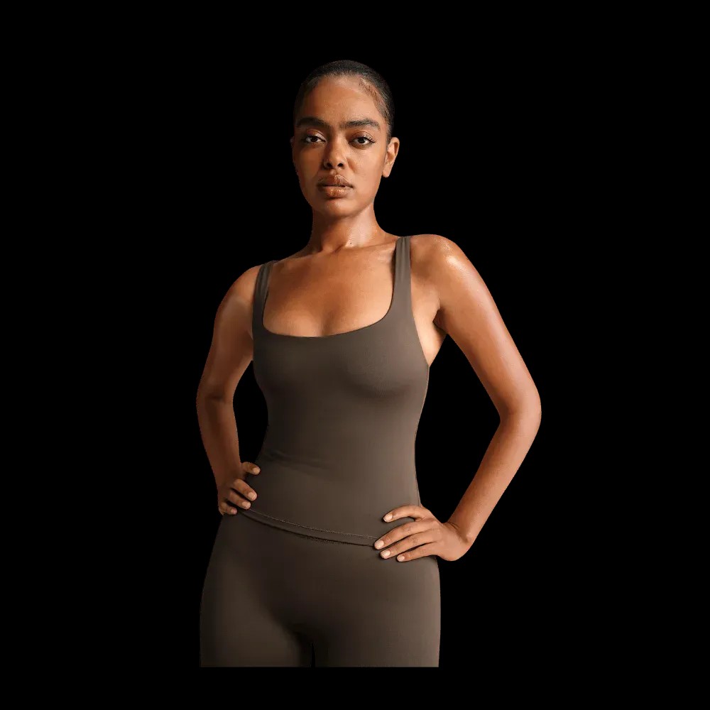 Nike X Skims Matte Women's Square-Neck Tank  Dark Sepia - HypeFly India View 1
