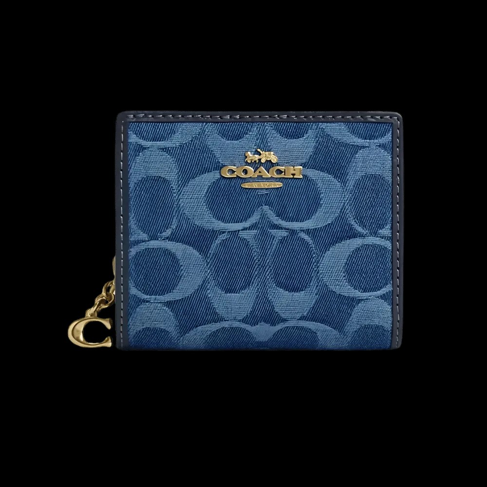 Coach Snap Wallet In Signature Denim Indigo  - HypeFly India View 1