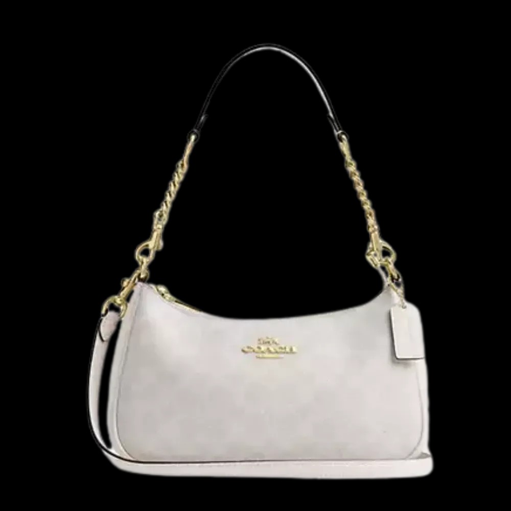 Coach Teri Shoulder Bag In Signature Canvas Chalk and Gold - HypeFly India View 1